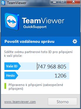TeamViewer - přihlašovací údaje